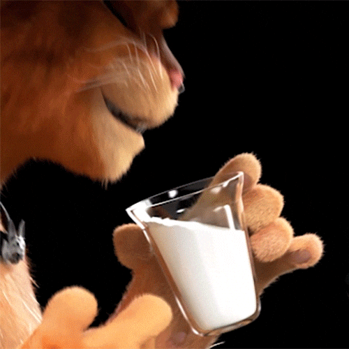 Puss In Boots Drinking Milk From Glass GIF