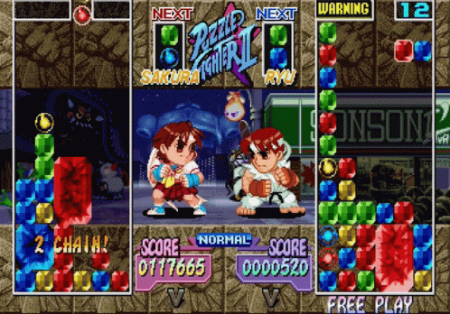 Puzzle Fighter II Game In Play