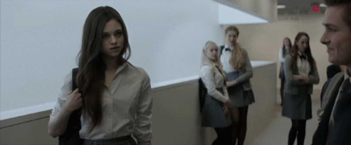 Puzzled India Eisley Looking Cautiously GIF