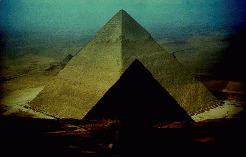 Pyramid in Desert with Blue Sky