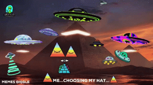 Pyramid Surrounded by Flying Saucers Memes Giggle