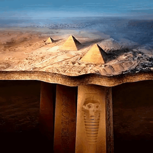 Pyramids With King Tut Statue