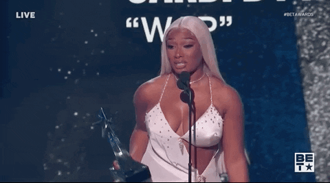 Megan Thee Stallion Receiving Award GIF