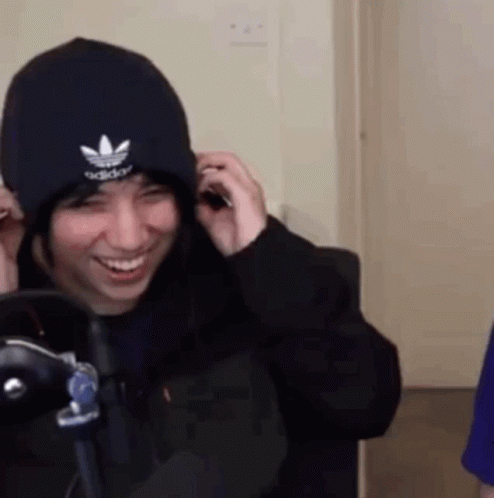 Quackity Adidas Beanie Laugh GIF