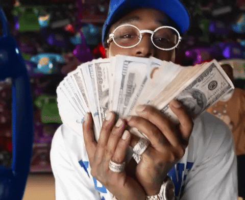 Quavo Flexing His Dollar Bills GIF