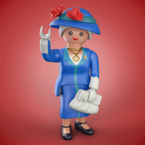 Queen Elizabeth Waving Lego GIF