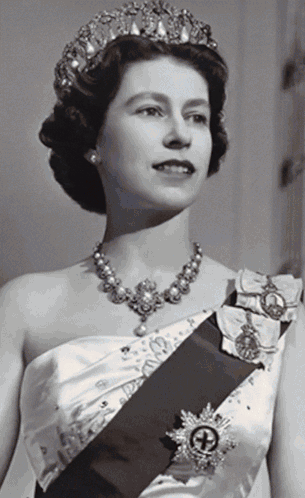 Queen Elizabeth Wearing Tiara and Necklace