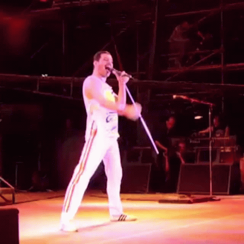Queen Freddie Mercury Hands Up Singing GIF