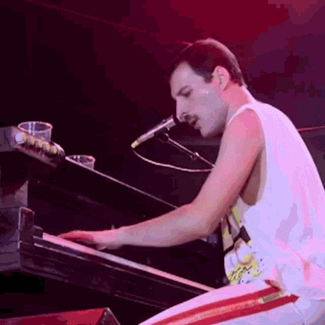 Queen Freddie Mercury Piano Playing GIF