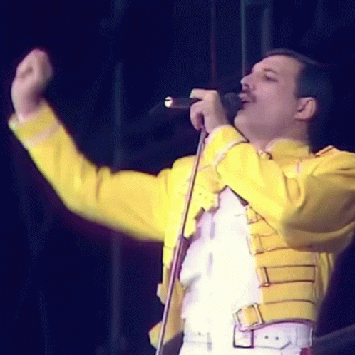 Queen Freddie Mercury Singing In Concert GIF