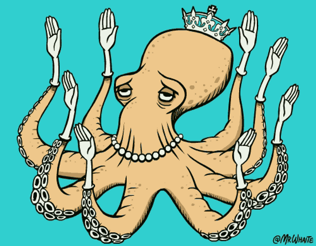 Queen Octopus With Her Tiny Tentacles Hand GIF