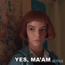 Queen's Gambit Beth Harmon Yes Ma'am GIF