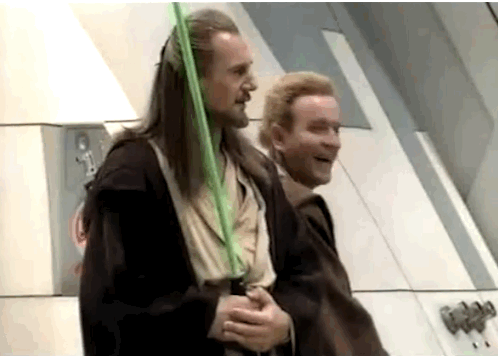 Qui-gon Jinn And Obi Wan Laughing GIF