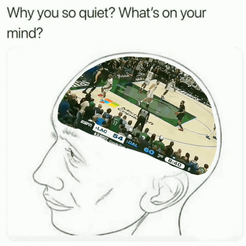 Quiet Person Thinking During Basketball Game