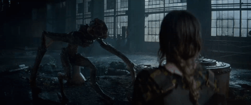 Quiet Place Evelyn Abbott Facing Creature GIF
