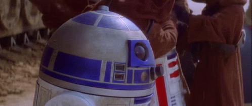 R2D2 Robot Close Up with Blue Stripe