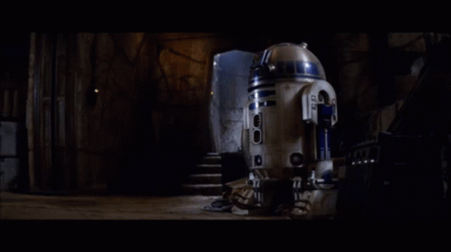 R2D2 Robot in Dark Room