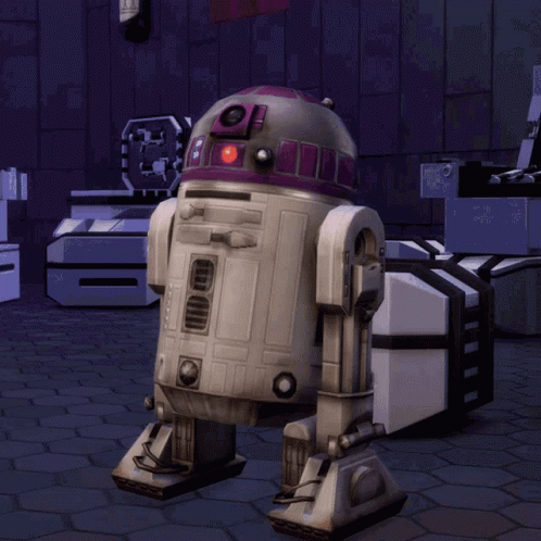 R2D2 Robot With Purple Head