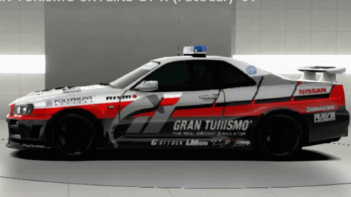 Spinning Nissan Skyline R34 Police Car GIF