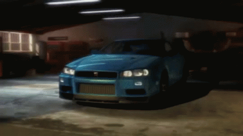Blue Yellow Nissan Skyline R34 Image Compilation GIF