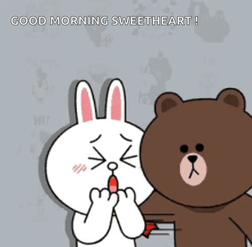Rabbit and Bear Saying Good Morning