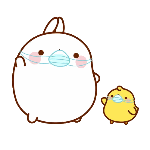 Rabbit and Chick Wearing Face Masks