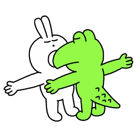 Rabbit and Crocodile Hugging