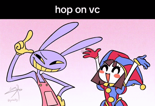 Rabbit And Girl Saying Hop On VC GIF