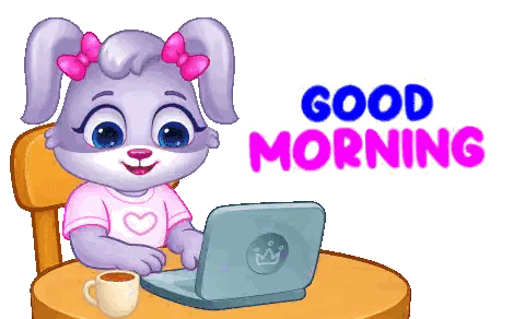 Rabbit at Laptop Saying Good Morning