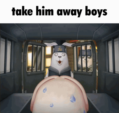 Rabbit Behind Bars Take Him Away Boys GIF