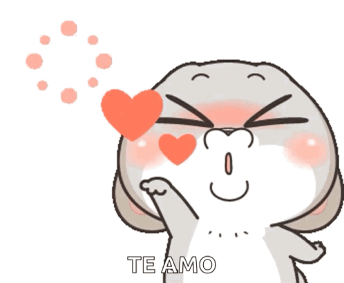 Rabbit Blowing Heart With Te Amo GIF