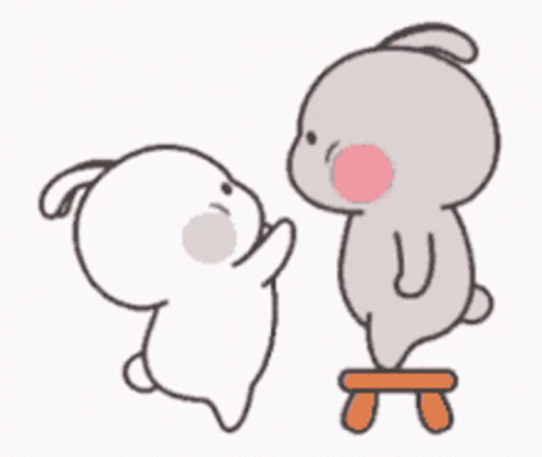 Rabbit Couple Kissing Amor GIF