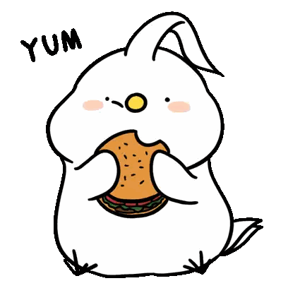 Rabbit Eating Hamburger With Yum