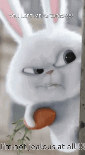 Rabbit Holding Carrot You Left Me At Work I'm Not Jealous GIF