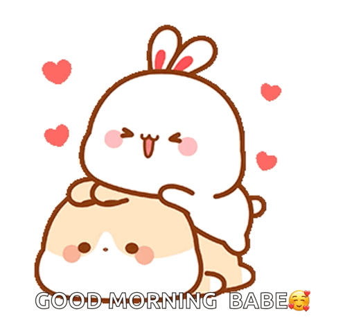 Rabbit Holding Cell Phone Saying Good Morning Babe GIF
