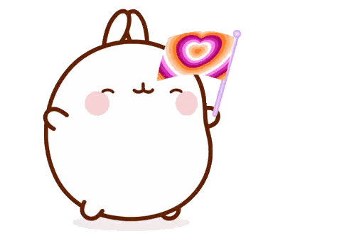 Rabbit Holding Heart Flag