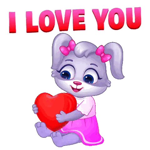 Rabbit Holding Red Heart Saying I Love You
