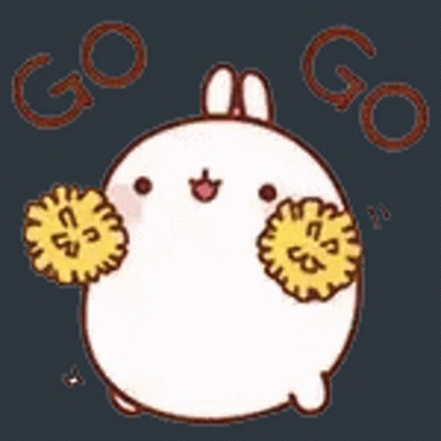 Rabbit Holding Two Cheerleader Pom Poms GIF