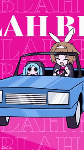 Rabbit Hole Riding Car Hatsune Miku GIF
