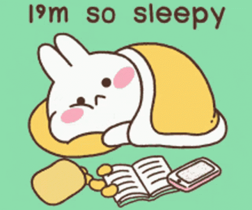 Rabbit Laying Under Blanket Saying I'm So Sleepy GIF
