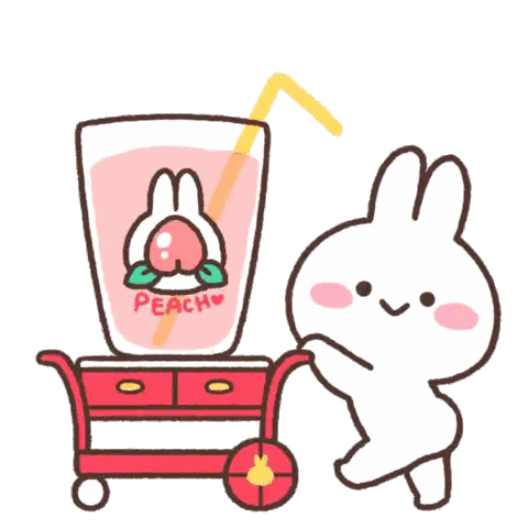 Rabbit Pushing Cart With Peach Juice