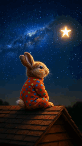 Rabbit Reaching For Star Good Night William GIF