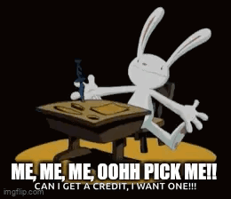 Rabbit Saying Me Me Me Oohh Pick Me