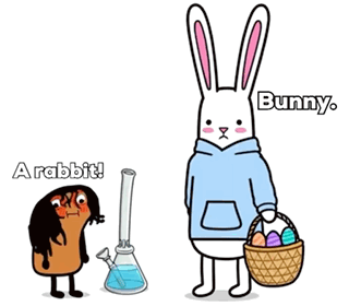 Rabbit Smoking Bong And Bunny Carrying Easter Basket GIF