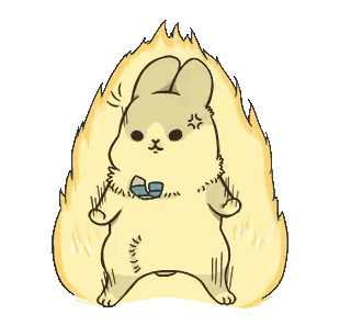 Rabbit with Blue Bow Tie in Front of Fireball