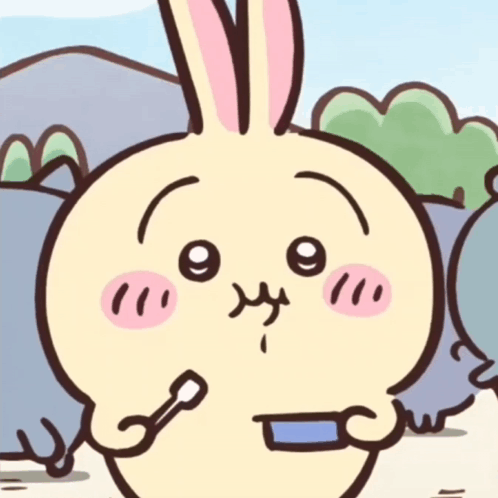 Rabbit With Toothbrush In Mouth GIF