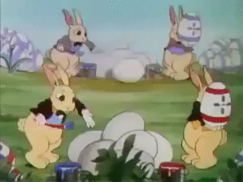 Rabbits Painted Easter Bunny Eggs GIF