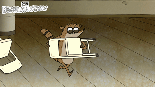 Raccoon Carrying Chair Regular Show GIF