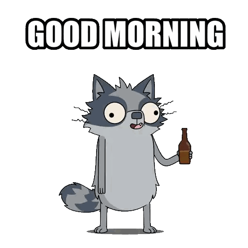 Raccoon Drinking Bottle Good Morning