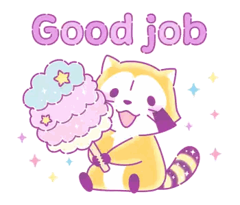 Raccoon Holding Cotton Candy Saying Good Job